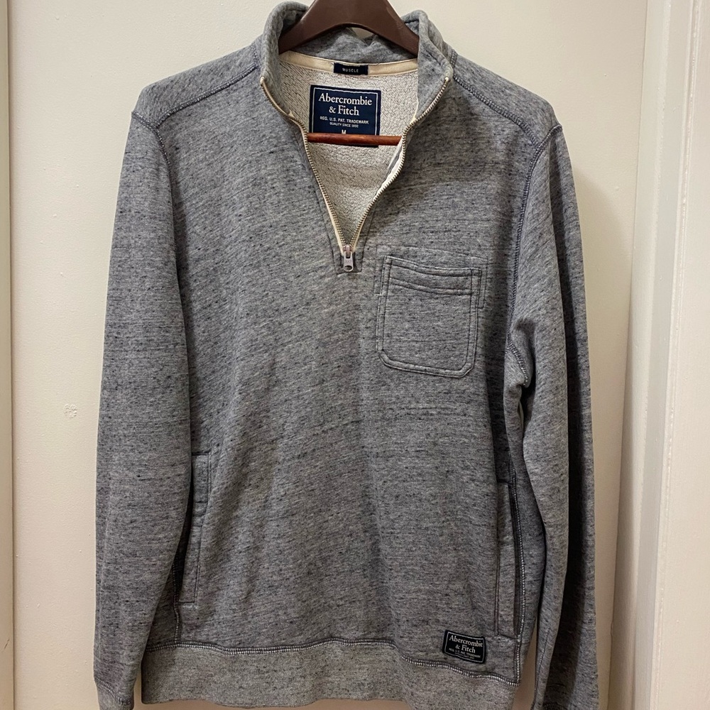 Abercrombie & Fitch Charcoal Zip-Up Sweater SIZE M